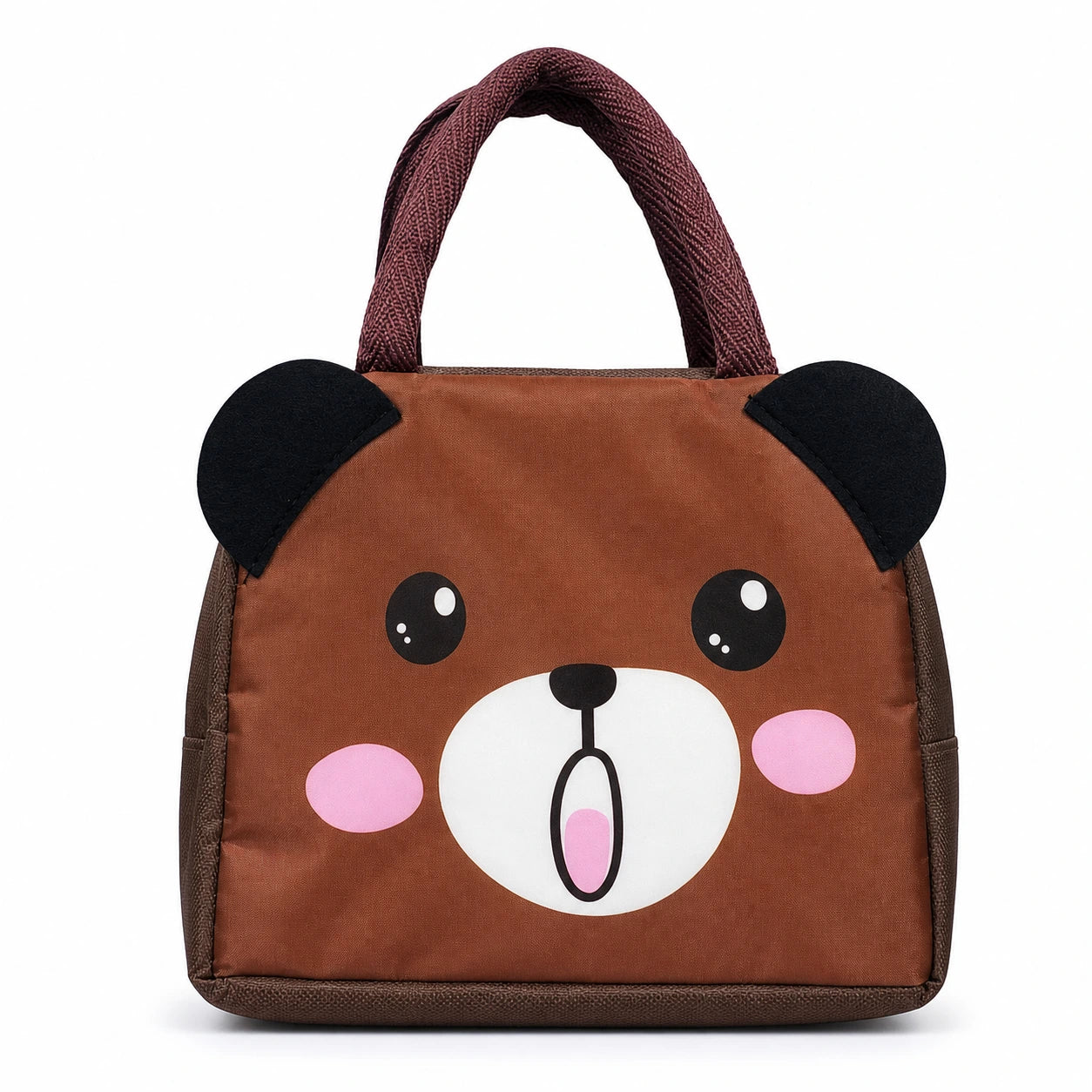 Kids Insulated Lunch Bag with Cute Brown Bear Design – Waterproof, Lightweight, Durable Lunch Bag for School Boys & Girls (23x20x6 cm)