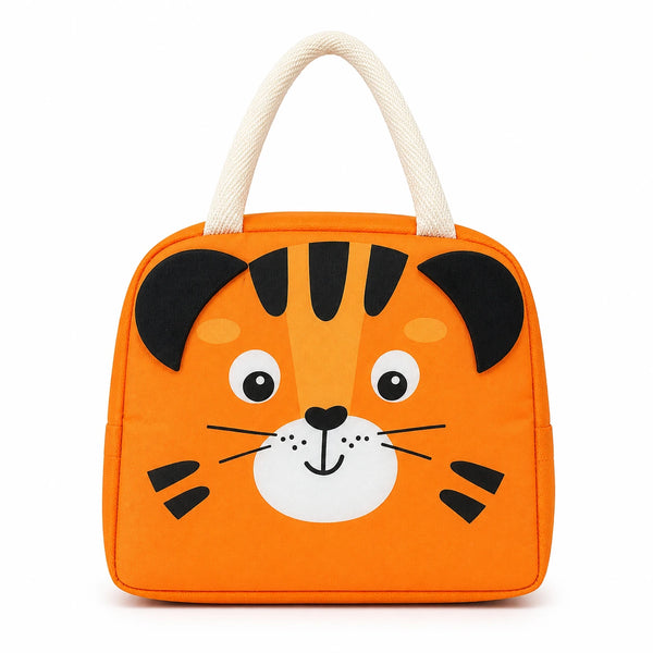 Kids Insulated Lunch Bag with Cute Tiger Design – Waterproof, Lightweight, Durable Lunch Bag for School Boys & Girls (23x20x6 cm)