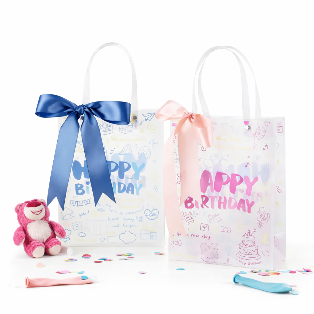 Happy Birthday Gift Bags with Ribbon Handle – Cute Party Favor Bags for Kids & Birthday Decorations