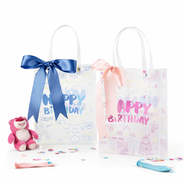 Happy Birthday Gift Bags with Ribbon Handle – Cute Party Favor Bags for Kids & Birthday Decorations