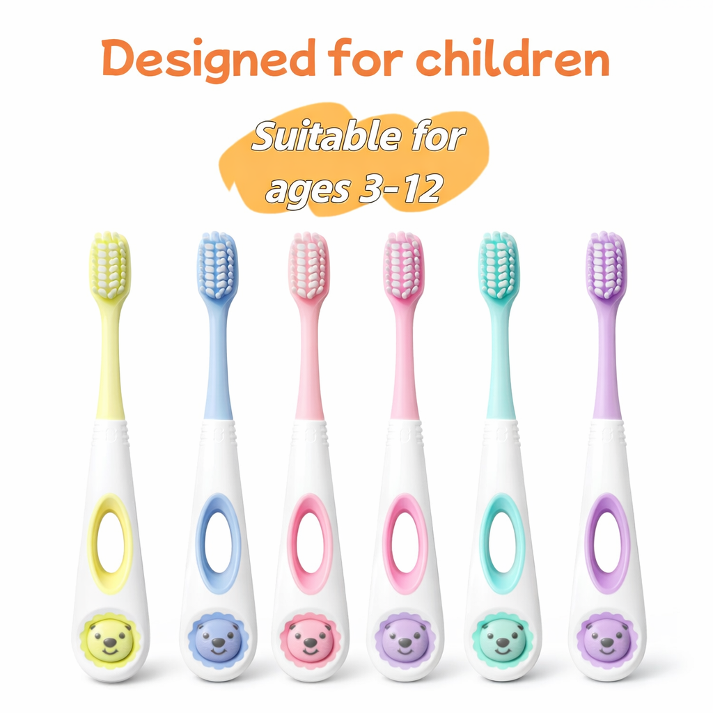 Kids (3-6 Years) Soft Bristle Toothbrush Set (Pack of 5) – Cartoon Grip Handle & Gentle Cleaning