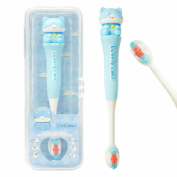 Cute Cat Kids (3-6 Years) Toothbrush with Case – Ultra Soft Bristles & Travel-Friendly Design
