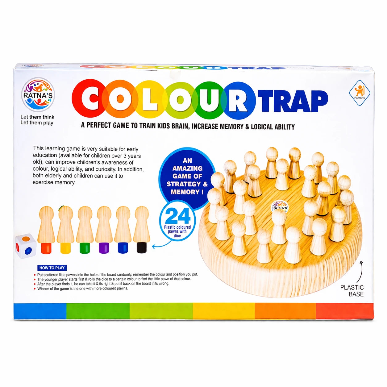 Ratna's Colour Trap Strategy & Memory Game for Kids, Memory Chess Game, Board Games Toys for Boys and Girls Age 3+