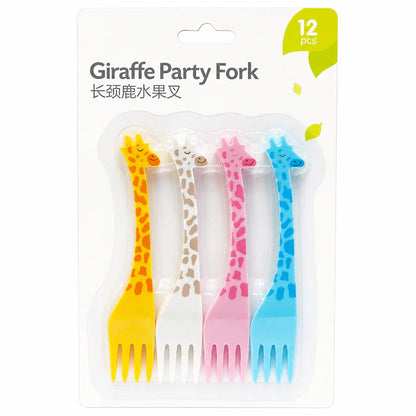 Kids Giraffe Fruit Forks Set (12 Pcs)