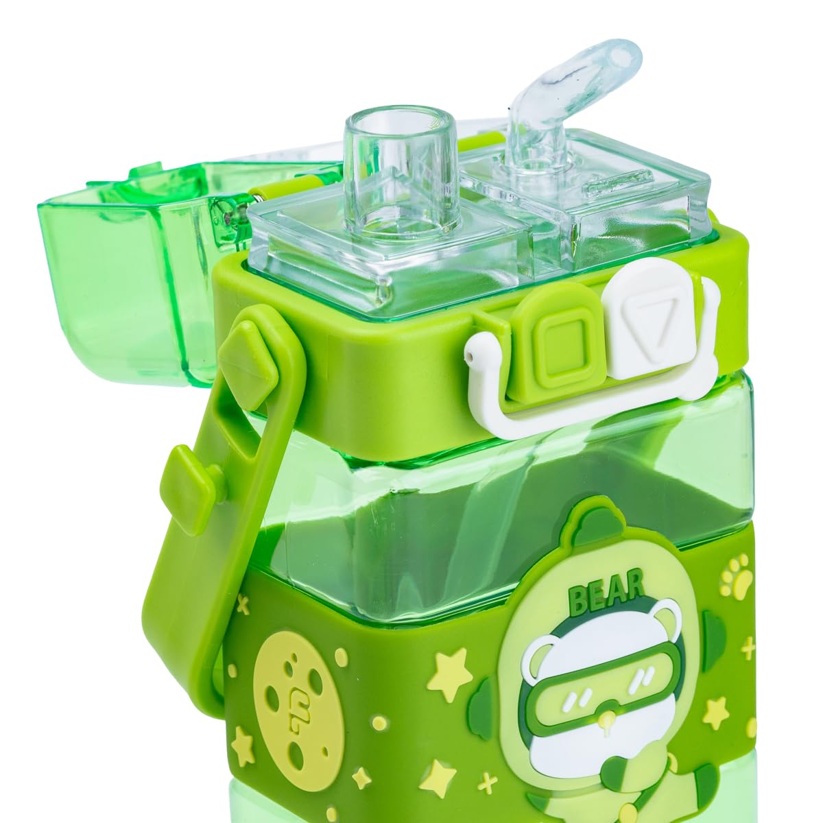 Double Drinking Straw (Sipper and Direct-500 ml) Kids BPA Free Plastic Water Bottle – (Bear)