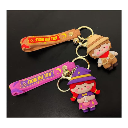 1 pc Doll Keychain for Bags, Kill the wolf toy Keyrings Cartoon for Girls / Boys