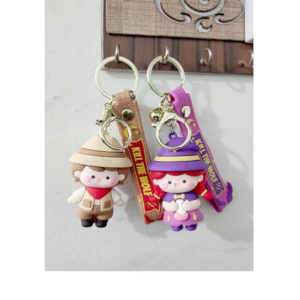 1 pc Doll Keychain for Bags, Kill the wolf toy Keyrings Cartoon for Girls / Boys