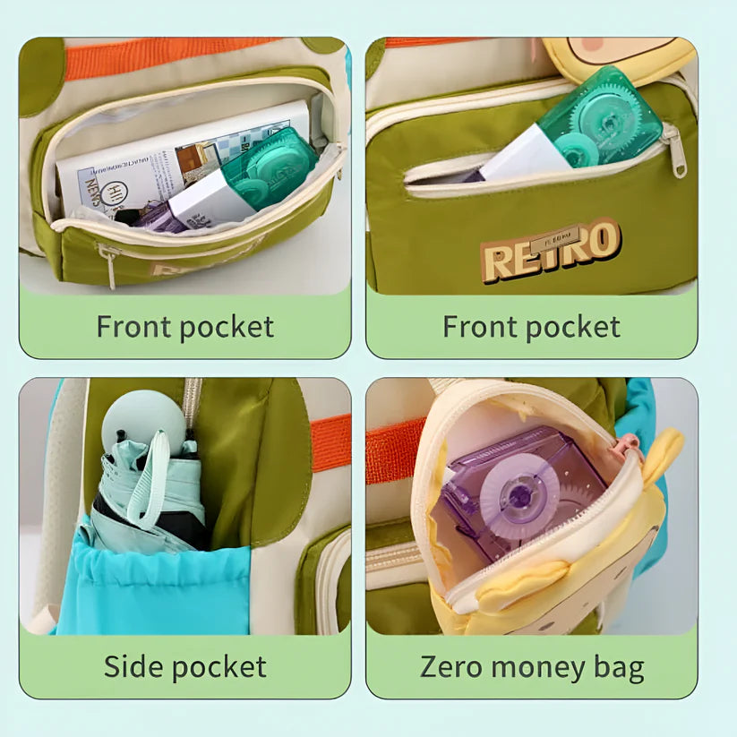 Cute Kids School Backpack with Mini Pouch (3-6 Years)– Cartoon Travel Bag for Boys & Girls