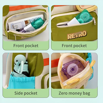 Cute Kids School Backpack with Mini Pouch (3-6 Years)– Cartoon Travel Bag for Boys & Girls