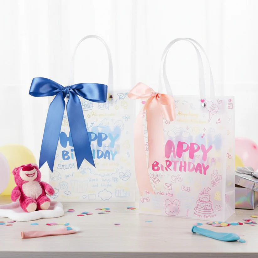 Happy Birthday Gift Bags with Ribbon Handle – Cute Party Favor Bags for Kids & Birthday Decorations