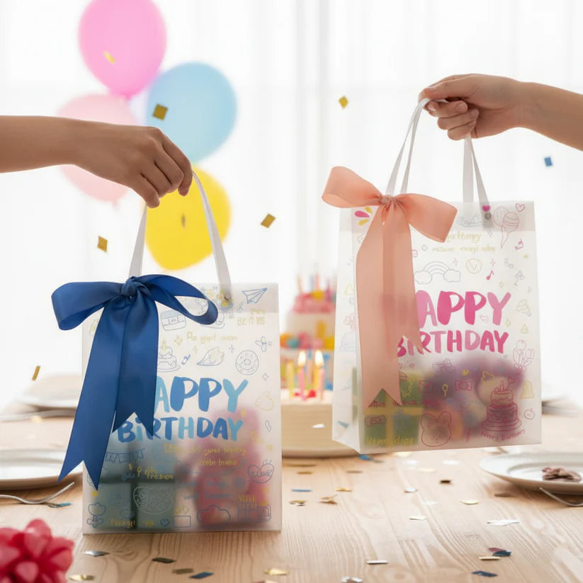Happy Birthday Gift Bags with Ribbon Handle – Cute Party Favor Bags for Kids & Birthday Decorations