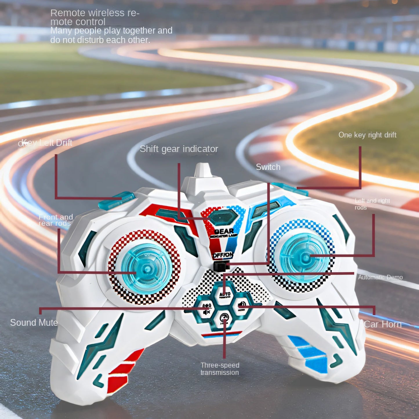 Remote Control Drift Racing Car Set | High-Speed RC Cars with LED Lights, Music & Controller