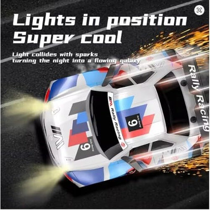 High-Speed RC Drift Car with Spark Effect | Short Axis 2.4GHz Remote Control Racing Toy with LED Lights & Replaceable Drift Tyres for Kids & Adults