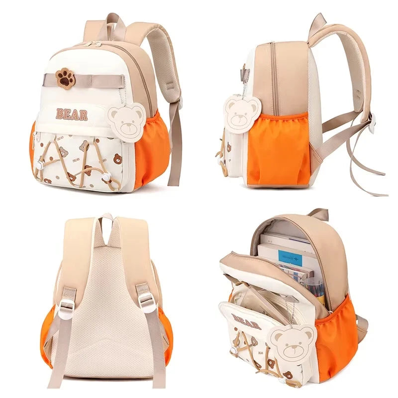 Cute Bear Kids Backpack – Lightweight School Bag with Multi Pockets