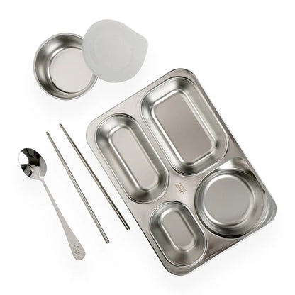 Teal Travel theme Stainless Steel Tiffin/Lunch Box for Kids (6 Years +)