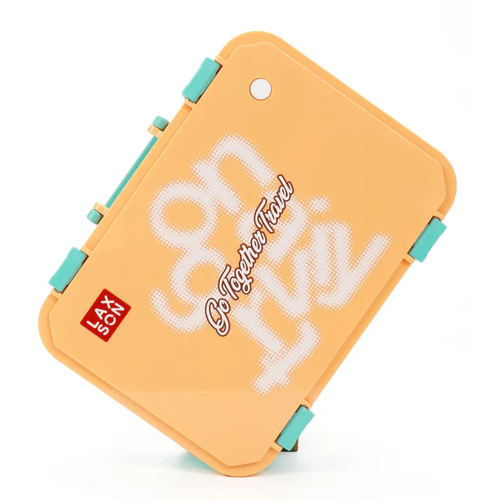 Orange Travel theme Stainless Steel Tiffin/Lunch Box for Kids (6+ Years)