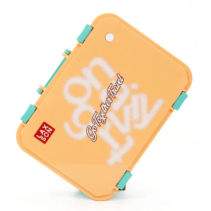Orange Travel theme Stainless Steel Tiffin/Lunch Box for Kids (6+ Years)