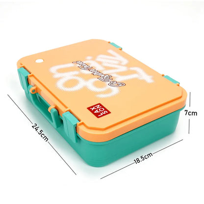 Orange Travel theme Stainless Steel Tiffin/Lunch Box for Kids (6+ Years)