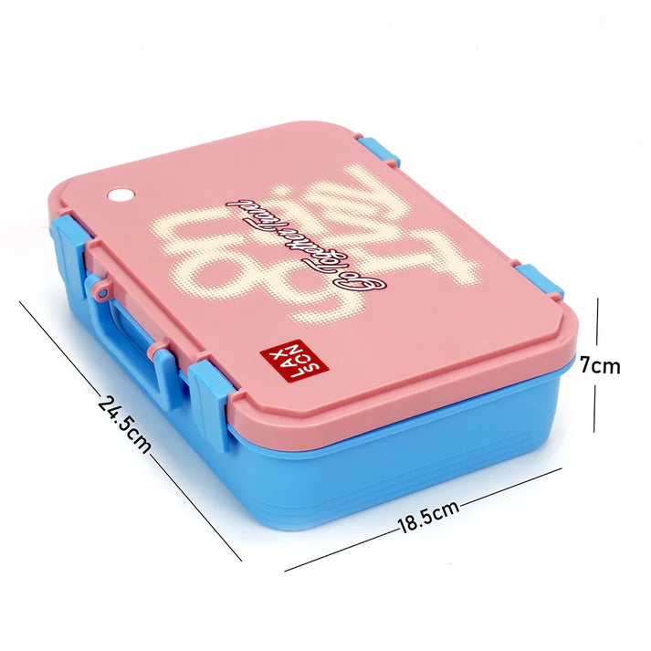 Pink Travel theme Stainless Steel Tiffin/Lunch Box for Kids and Adults (6+ Years)