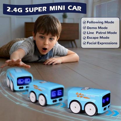 Magic Mini Bus, 2.4 GHZ Inductive Car That Follows Drawn Line, Interactive Magic Mini Bus with Gestures Follow & Escape Modes, Idea Gift for 6+ Kids