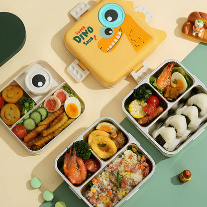 Cute Dino Kids Lunch Box – Stainless Steel Leakproof Bento Lunch Box with Compartments (8+ Years)