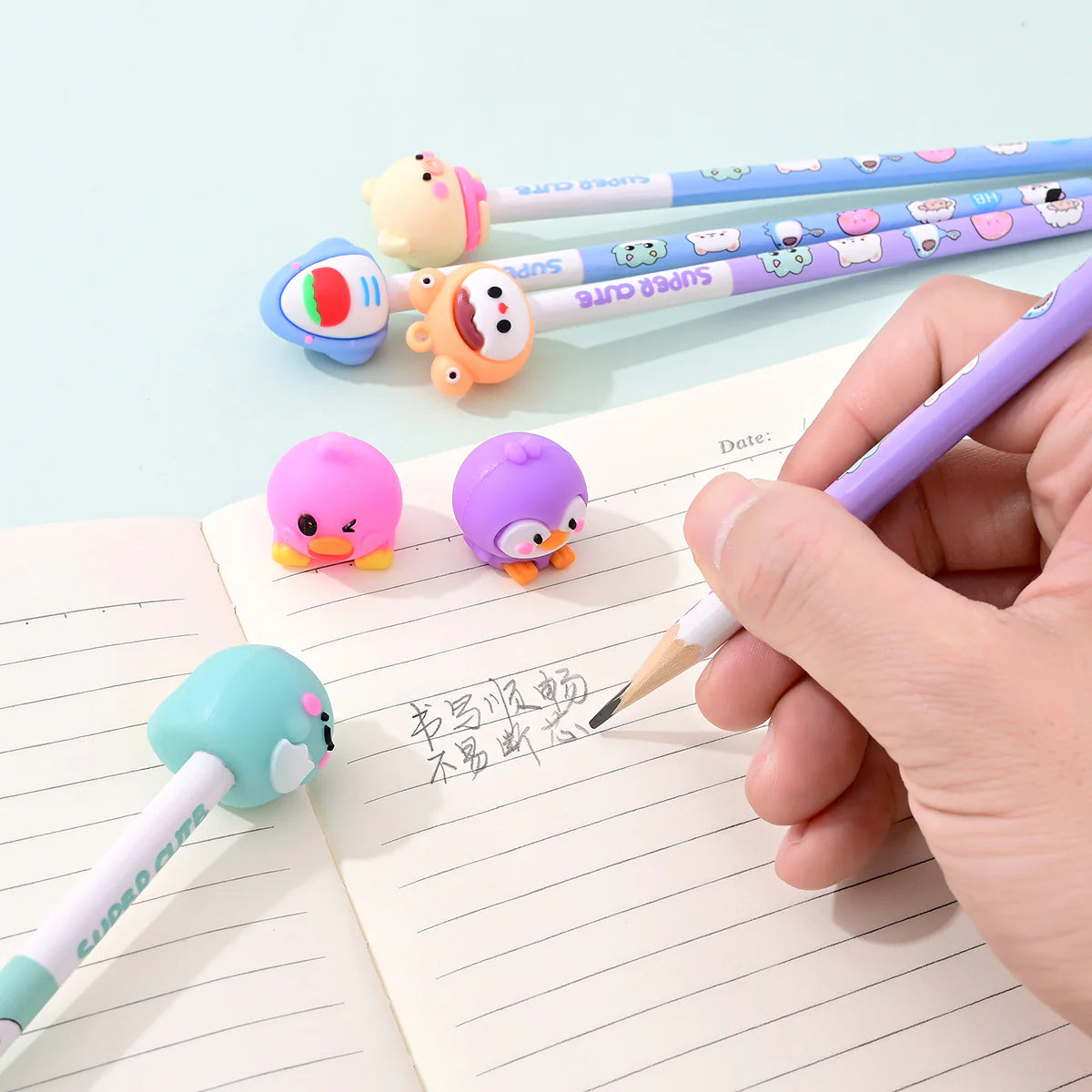 Super Cute Cartoon Pencil Set (Pack of 6) – HB Pencils with Eraser Tops for Kids