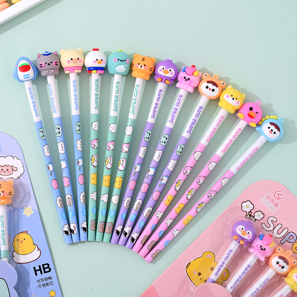 Super Cute Cartoon Pencil Set (Pack of 6) – HB Pencils with Eraser Tops for Kids
