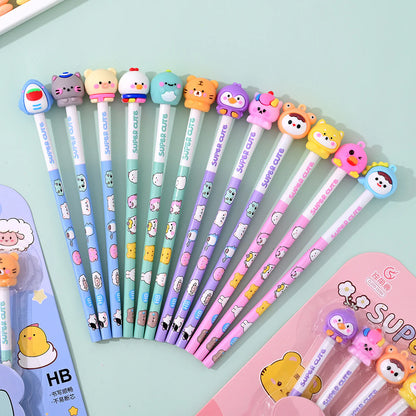 Super Cute Cartoon Pencil Set (Pack of 6) – HB Pencils with Eraser Tops for Kids