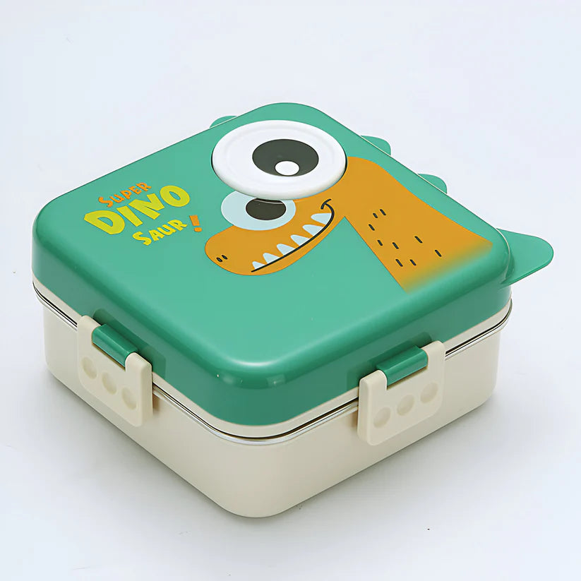Cute Dino Kids Lunch Box – Stainless Steel Leakproof Bento Lunch Box with Compartments (8+ Years)