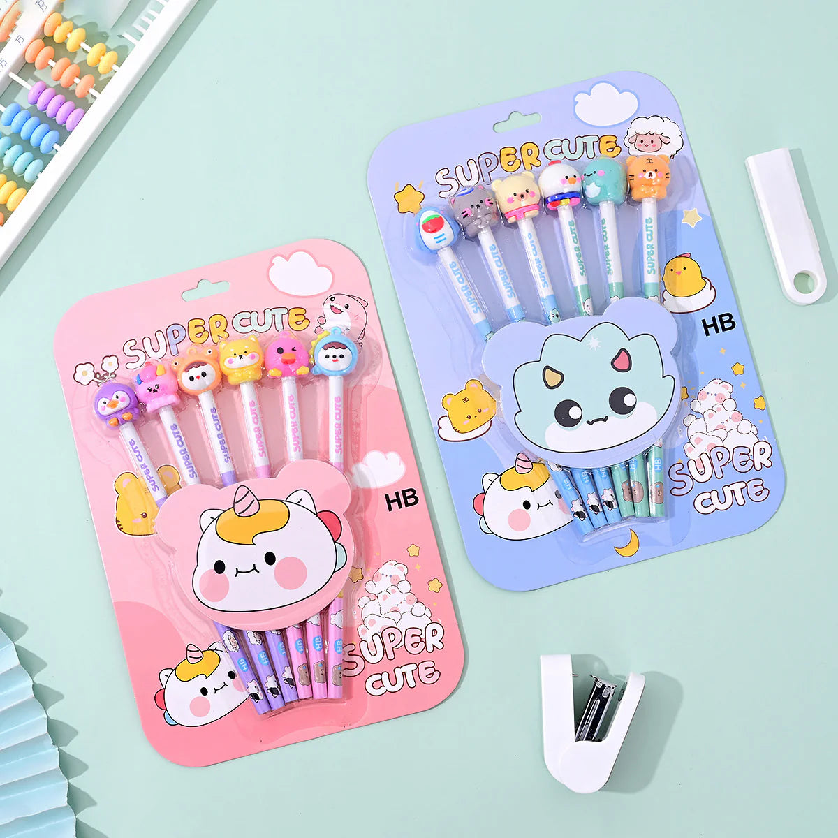 Super Cute Cartoon Pencil Set (Pack of 6) – HB Pencils with Eraser Tops for Kids