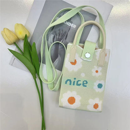Mini Knitted Crossbody Bag – Cute Phone Sling Bag for Women & Girls