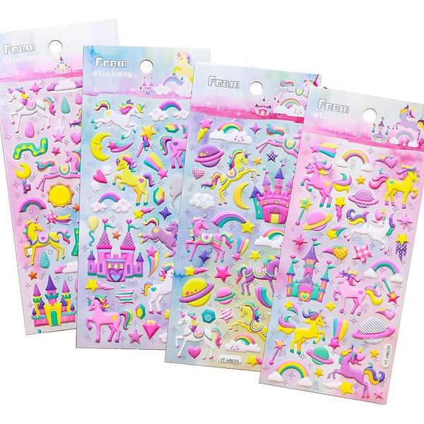 Self-Adhesive Kawaii 3D Puffy Stickers Set (Unicorn)- Set of 2