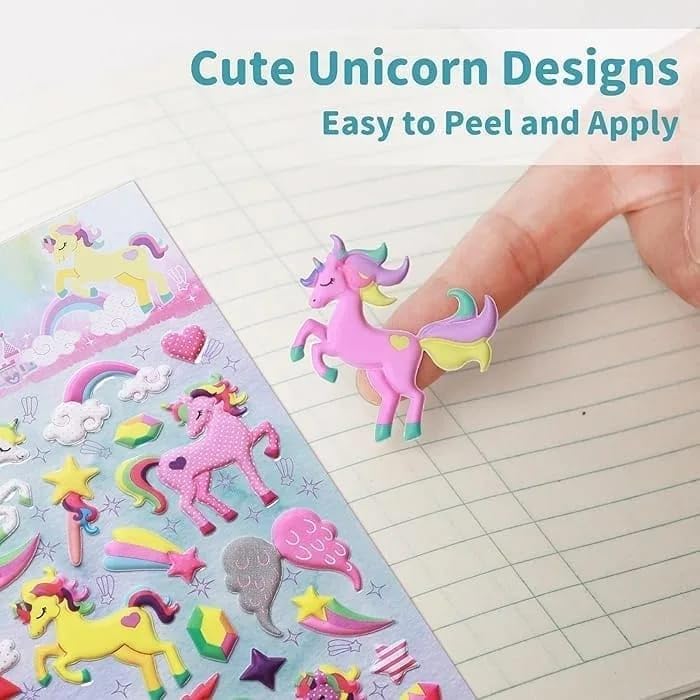 Self-Adhesive Kawaii 3D Puffy Stickers Set (Unicorn)- Set of 2