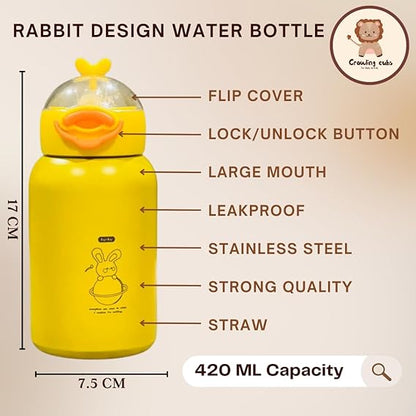 Stainless Steel Kids Water Bottle with Sipper -(420 ML) 3+ Years