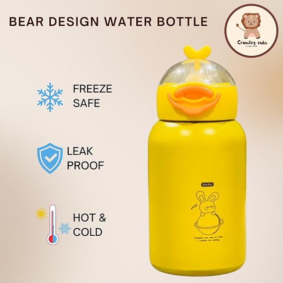 Stainless Steel Kids Water Bottle with Sipper -(420 ML) 3+ Years