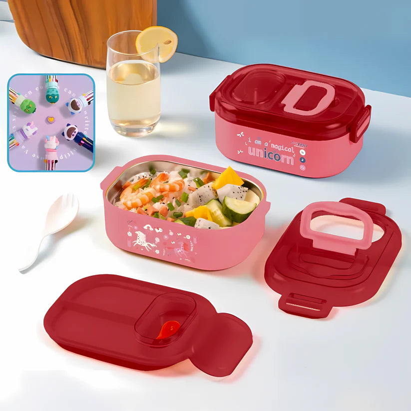 Leakproof Kids Lunch Box – Stainless Steel Bento Lunch Box with Compartments (6+ Years)