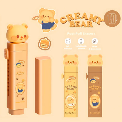 Cute Cartoon Push-Pull Eraser – Retractable Silicone Eraser for Kids
