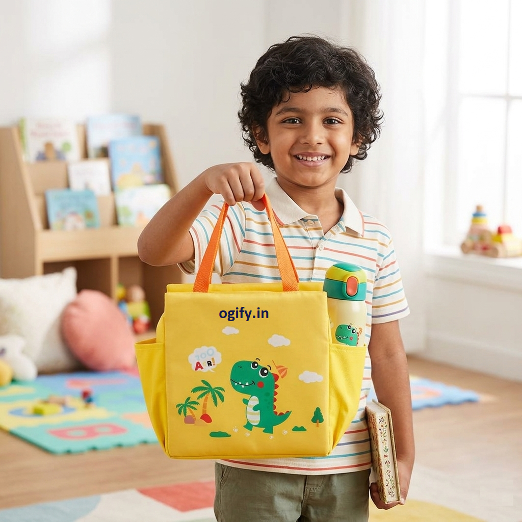 Insulated Lunch Bag for Kids (Big)| Dino Yellow - Kids Aged 3–10 years
