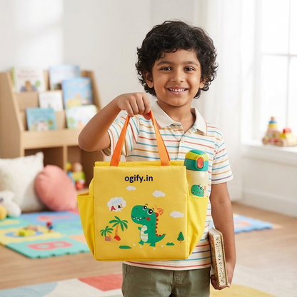Insulated Lunch Bag for Kids (Big)| Dino Yellow - Kids Aged 3–10 years