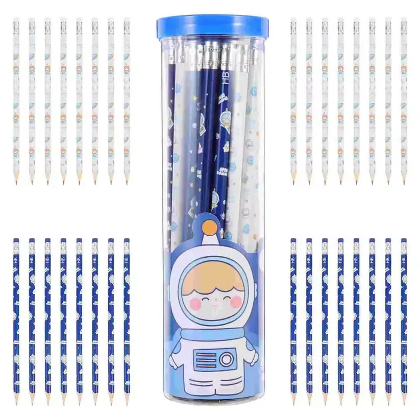 Astronaut HB Pencil Set (30 PCS) with Round Pen Holder – Cute Space-Themed Stationery for Kids & Students