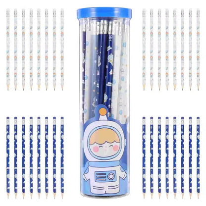 Astronaut HB Pencil Set (30 PCS) with Round Pen Holder – Cute Space-Themed Stationery for Kids & Students