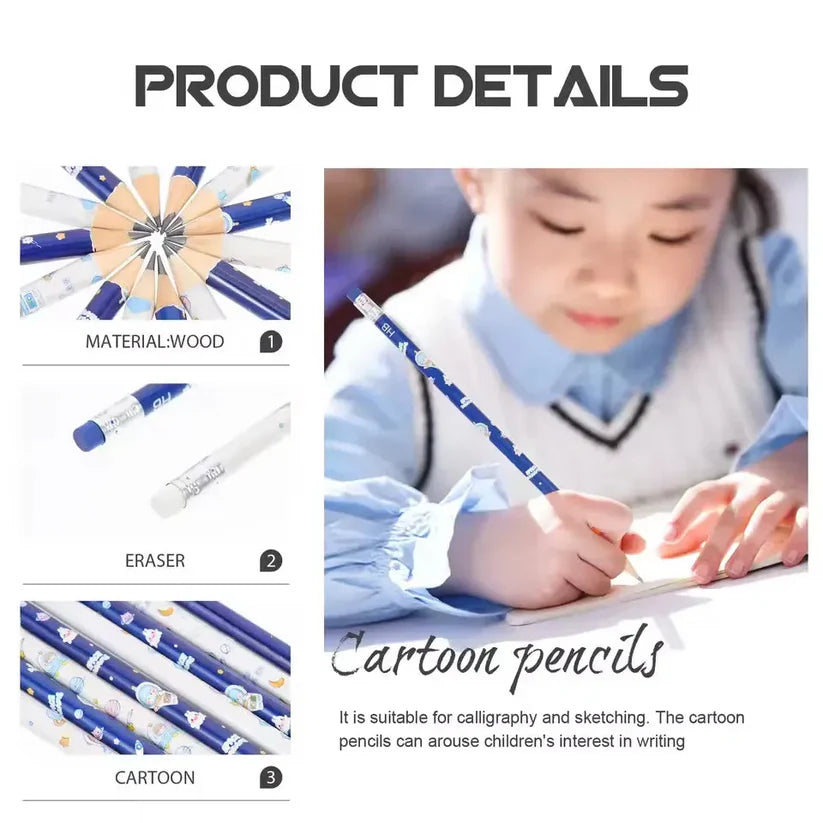 Astronaut HB Pencil Set (30 PCS) with Round Pen Holder – Cute Space-Themed Stationery for Kids & Students