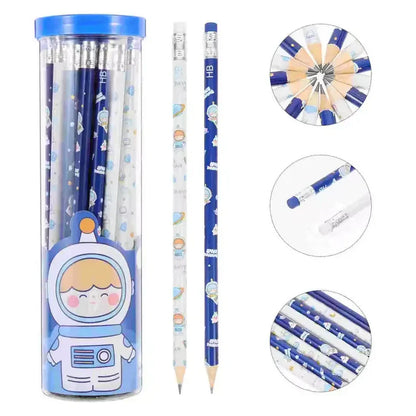 Astronaut HB Pencil Set (30 PCS) with Round Pen Holder – Cute Space-Themed Stationery for Kids & Students