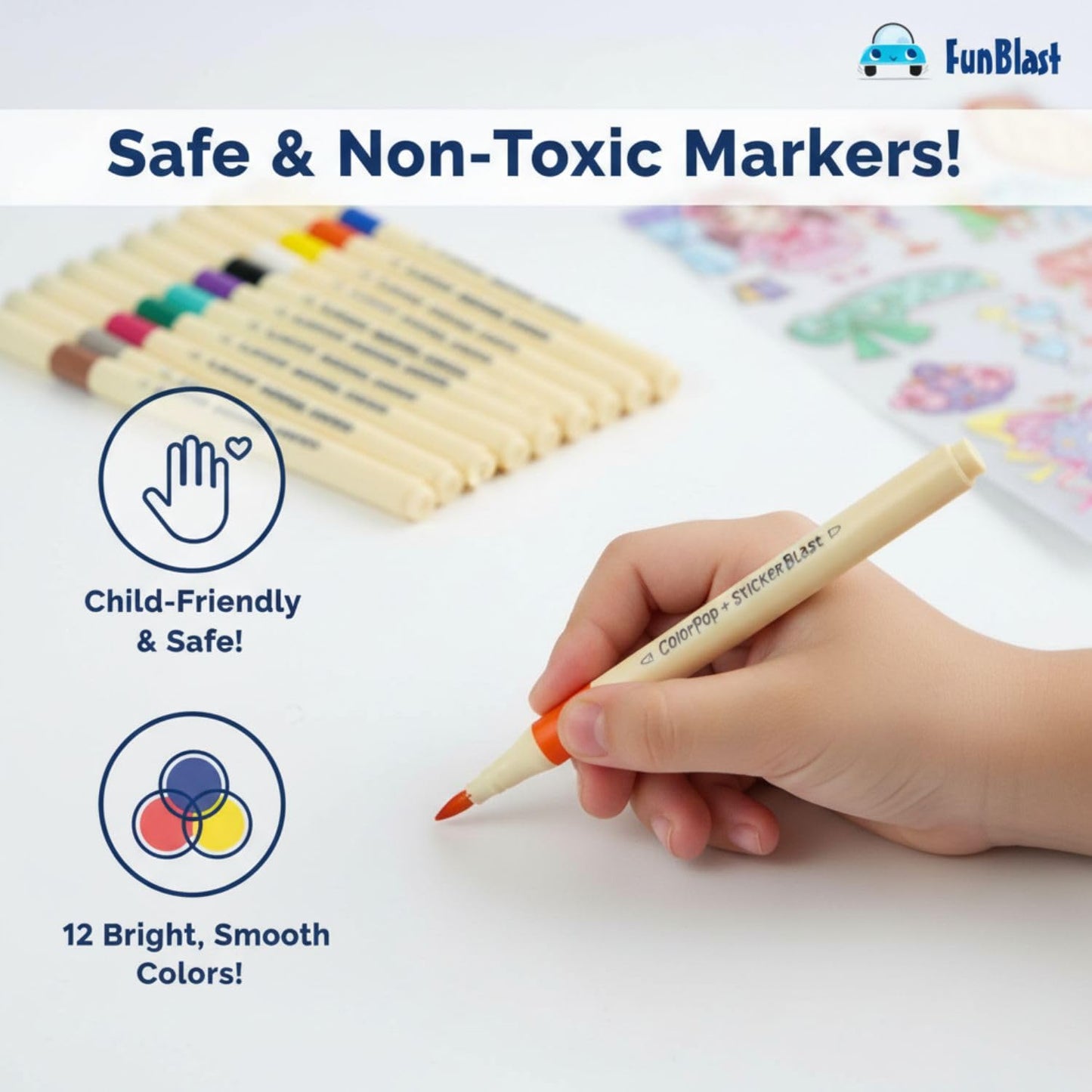 ColorPop StickerBlast Fashion Girl Coloring Kit – Markers + Sticker Activity Set