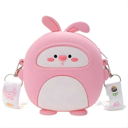 Cartoon Silicone Sling Bags for Girls With Adjustable Strap along with Mirror, comb and key ring