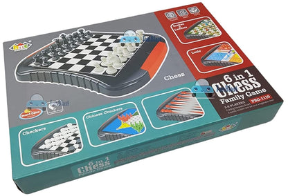 6-in-1 Family Board Game Set – Chess, Ludo, Snakes & Ladders, Checkers & More