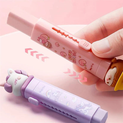 Cute Cartoon Push-Pull Eraser – Retractable Silicone Eraser for Kids
