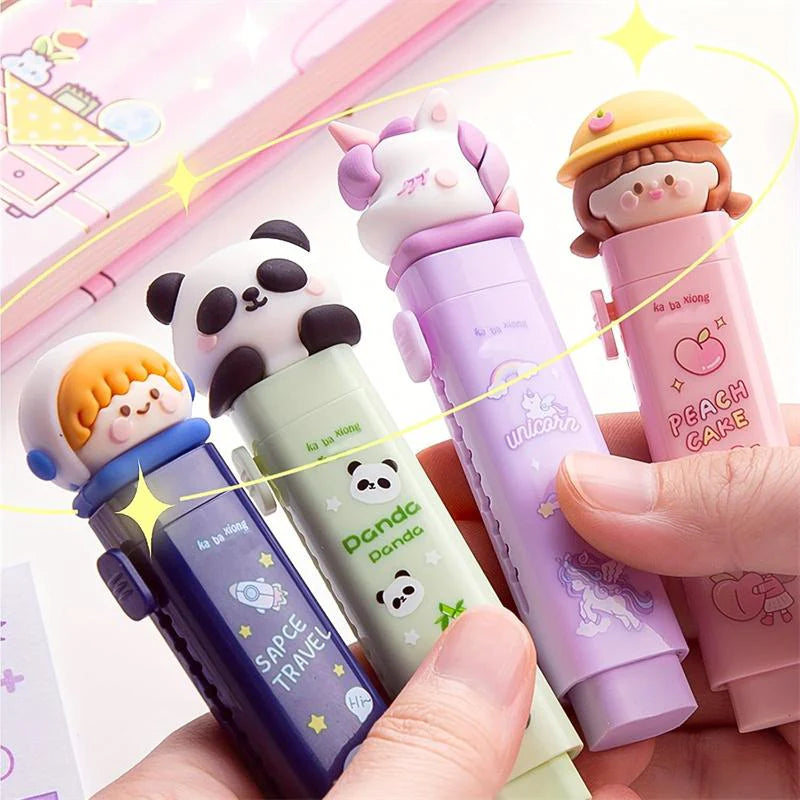Cute Cartoon Push-Pull Eraser – Retractable Silicone Eraser for Kids