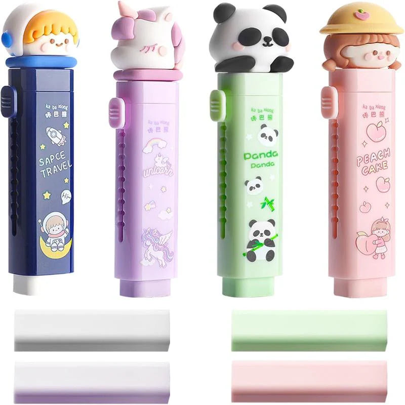 Cute Cartoon Push-Pull Eraser – Retractable Silicone Eraser for Kids