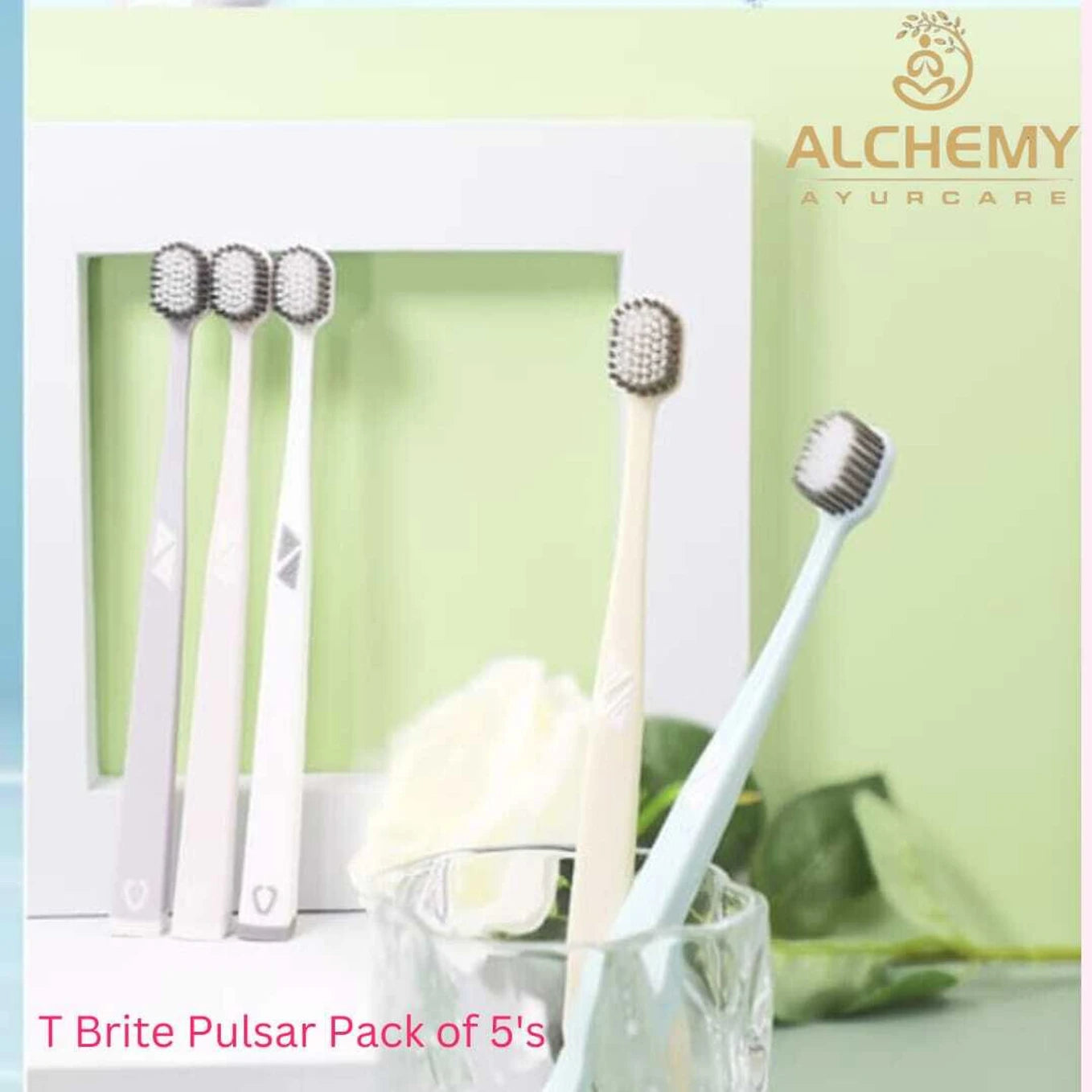T-Brite Pulsar Soft Bristle Toothbrush Set (Pack of 5) – For Adults- Wide Head Deep Cleaning for Sensitive Gums